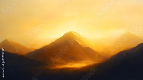 Golden Mountain Peak at Sunset