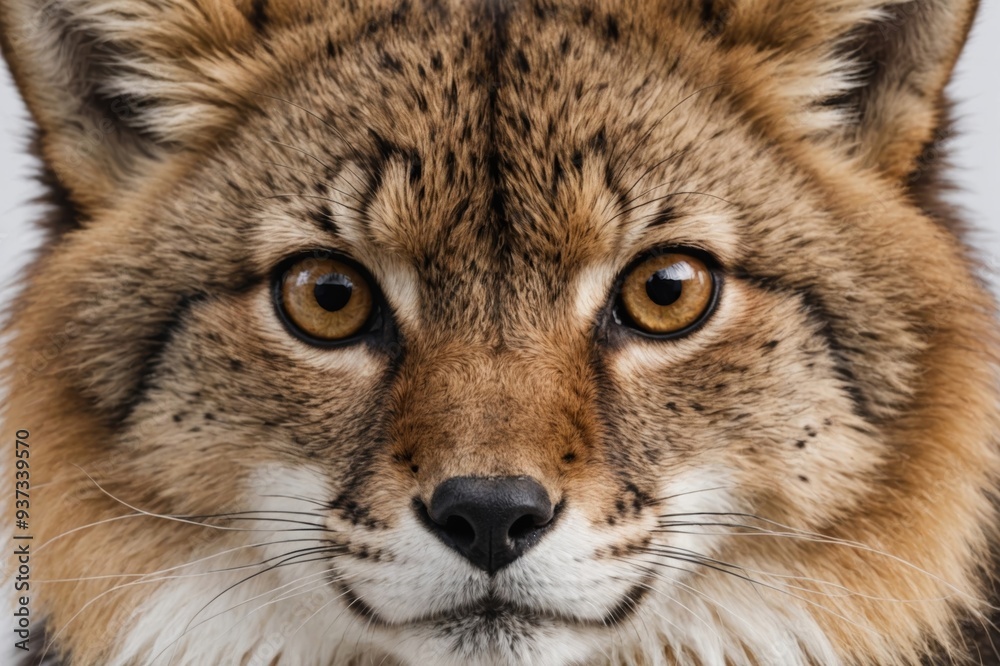 Obraz premium portrait Brown fox with white spots, fur background