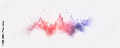 Investment charts with fluctuating lines, illustrating financial risk and market volatility, rendered in a dynamic and expressive watercolor style.