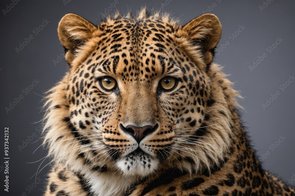 Obraz premium A fluffy hair skin pattern of the Leopard, portrait