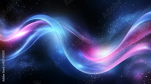 Abstract Cosmic Waves: A Symphony of Light and Color