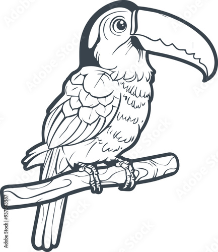Toucan budgie bird line art for any design