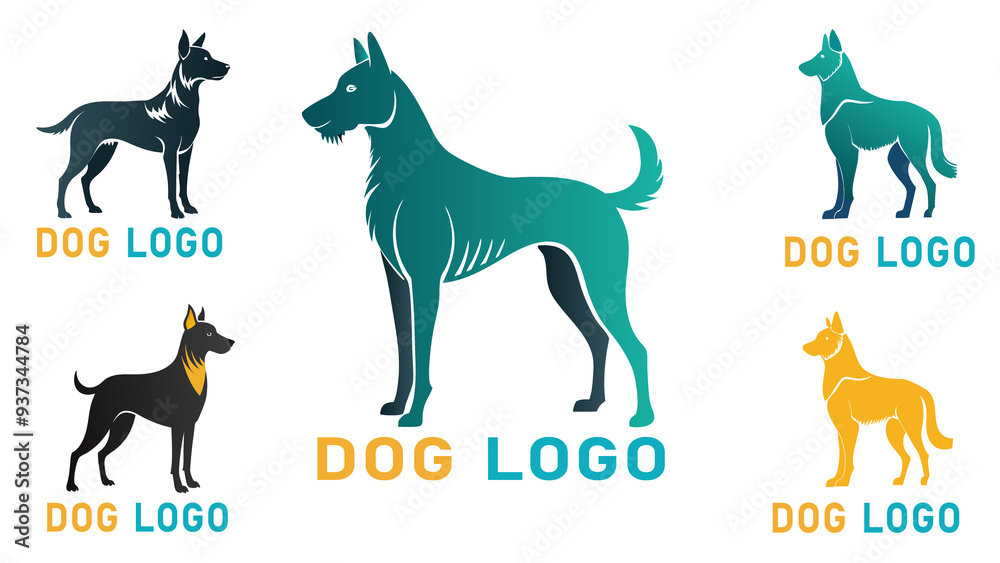 Fototapeta premium dog Set head vector Icon Design illustration sticker comic print Template elements.
