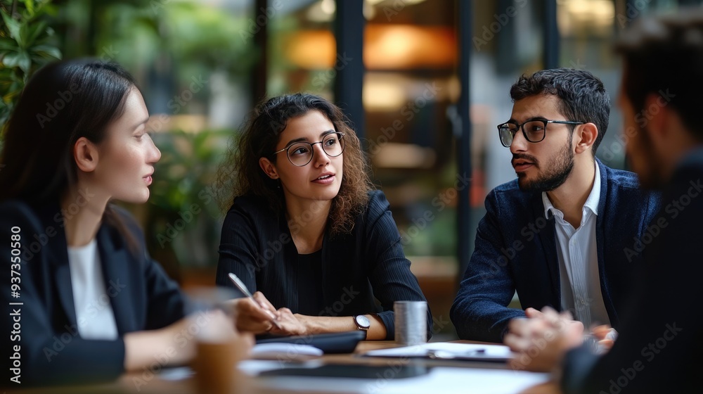 Business Team Having a Relaxed Conversation During a Meeting Business Team Having a Relaxed Conversation During a Meeting