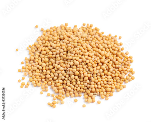 Mustard seeds on white background