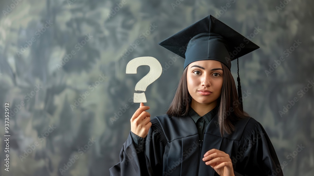Foto de Female college university graduate student in a black ...