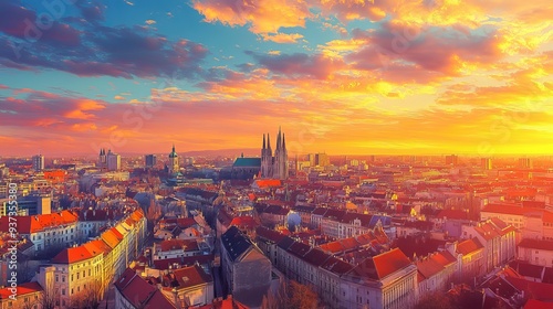 Zagreb lower town panoramic view