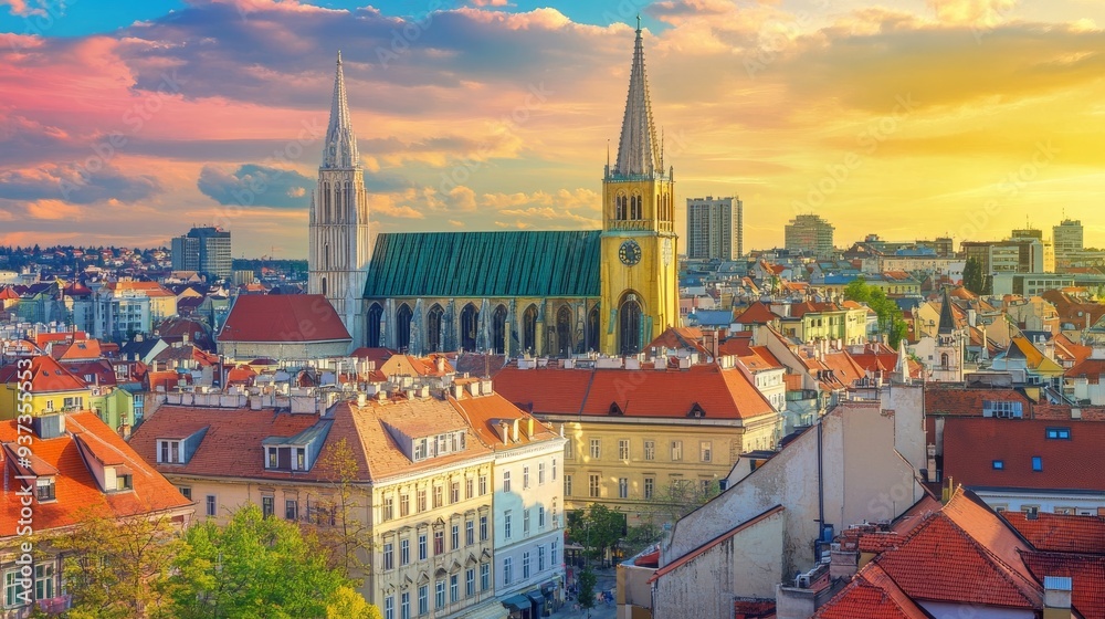 custom made wallpaper toronto digitalZagreb lower town panorama