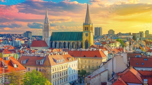 Wallpaper Mural Zagreb lower town panorama Torontodigital.ca