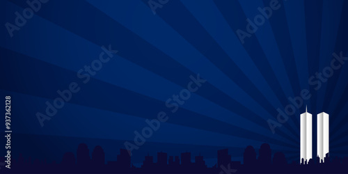 Patriot Day September 11th 911 copy space background with twin towers silhouette