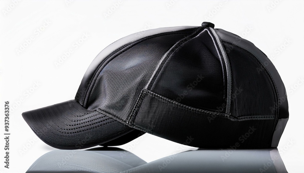 Blank black and white sport swim cap mockup, side view 