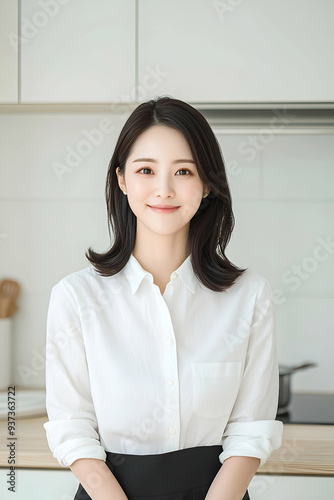 Smiling Young Woman Wearing Apron in a Bright Modern Kitchen Free Download Smiling Young Woman Wearing Apron in a Bright Modern Kitchen - GFXLoad