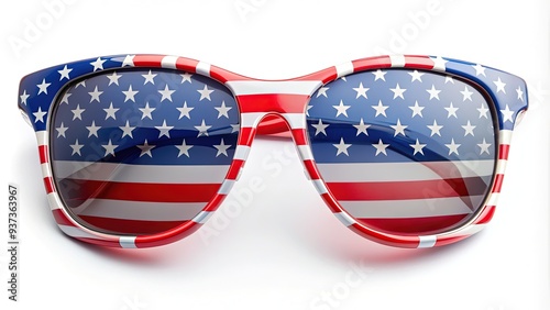 Vibrant patriotic sunglasses with red, white, and blue stripes and star-spangled frames, perfect for celebrating Independence Day in style and festive spirit.