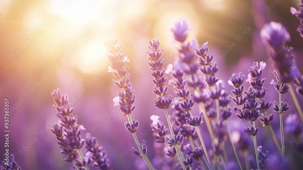 Beautiful lavender field in full bloom with soft sunlight, calming and aromatic floral scene, Provence, France Beautiful lavender field in full bloom with soft sunlight, calming and aromatic floral scene, Provence, France