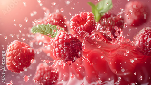 Fototapeta Naklejka Na Ścianę i Meble -  fruits and vegetables splashing in a graphic advertising background.