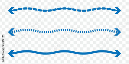 Horizontal long arrow vector. Horizontal dual sided long straight arrow signs. Black, red, stock pointer, direction, position symbol and double arrow icon. Long arrow icon set.