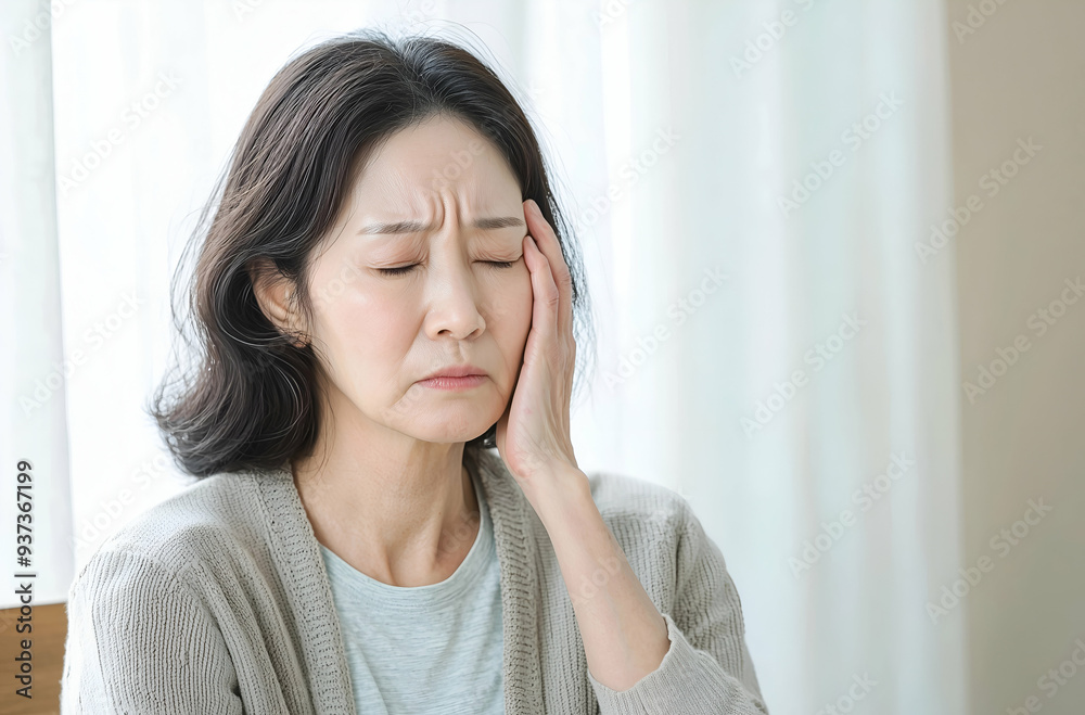 Portrait of an Elderly Woman Experiencing Headache or Stress at Home Portrait of an Elderly Woman Experiencing Headache or Stress at Home