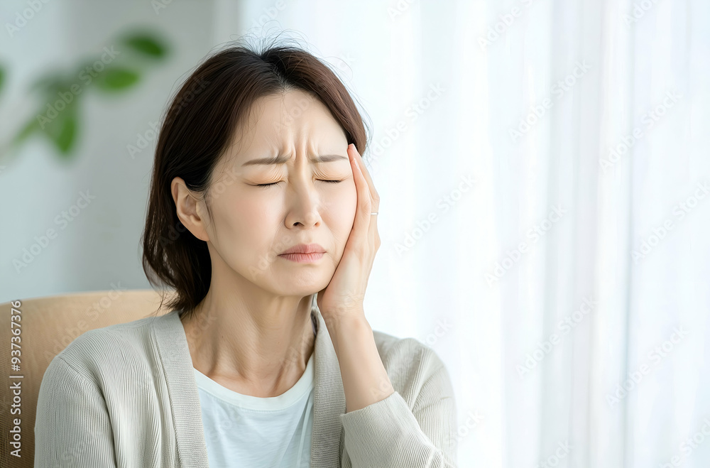 Portrait of an Elderly Woman Experiencing Headache or Stress at Home Portrait of an Elderly Woman Experiencing Headache or Stress at Home