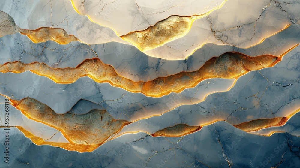Naklejka premium Elegance in Gold and Marble: Abstract Geometric Shapes for Modern Design