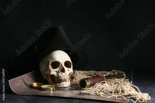 Skull with pirate hat, comp...