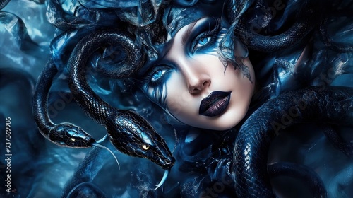 Gorgon Medusa with snakes photo