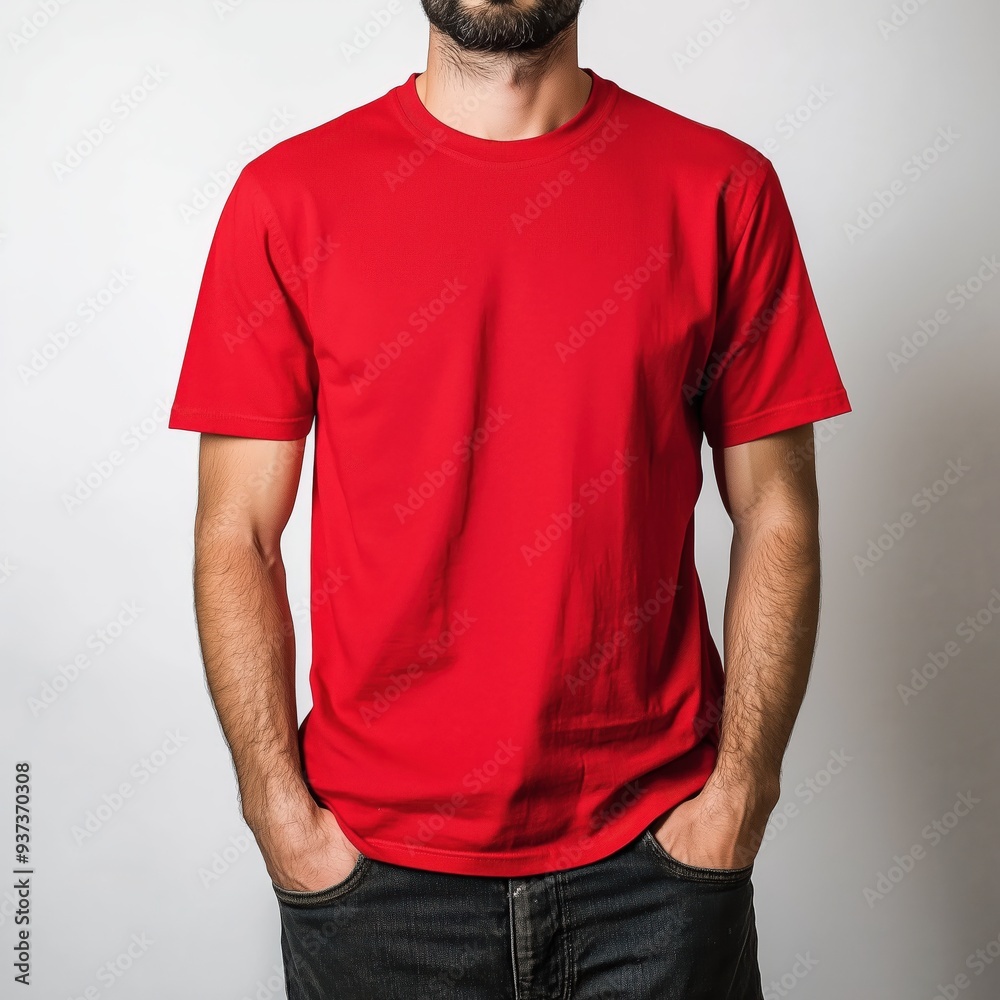 Casual Red T-Shirt on Man 