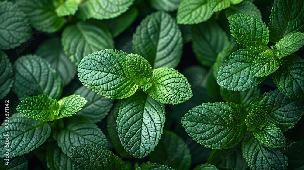 Botanical Patterns: Green Leaves in Natural Texture Display Botanical Patterns: Green Leaves in Natural Texture Display