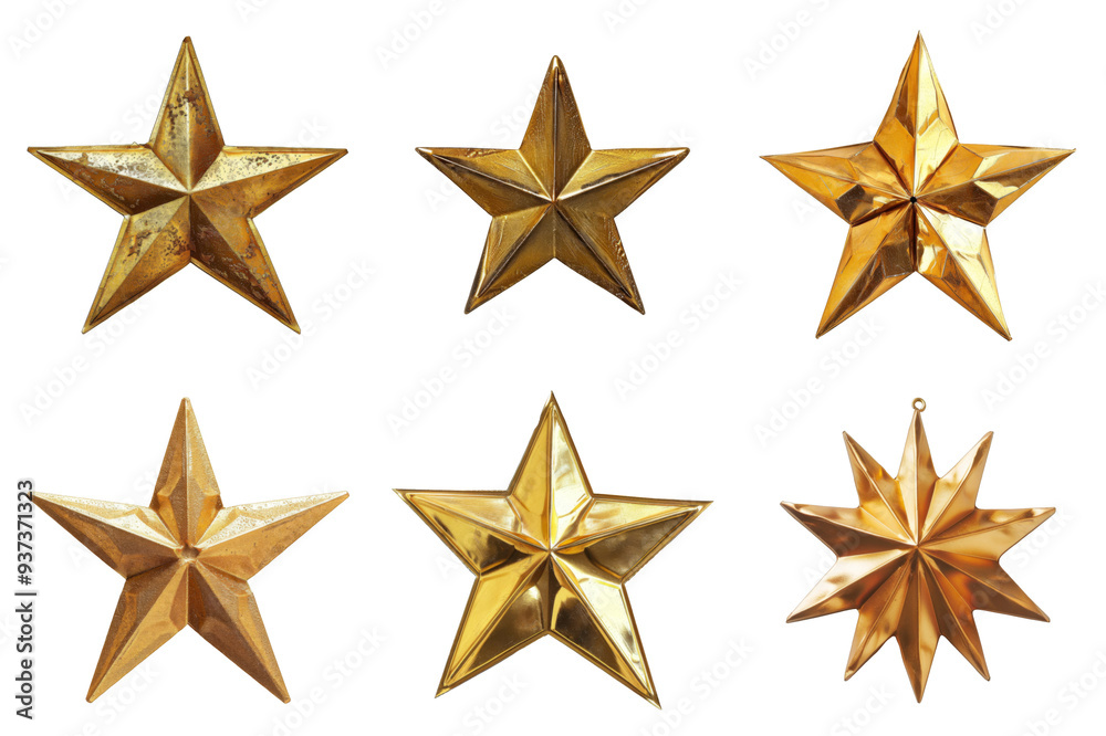 Six Shiny Gold Stars on a Transparent Background Six Shiny Gold Stars on a Transparent Background