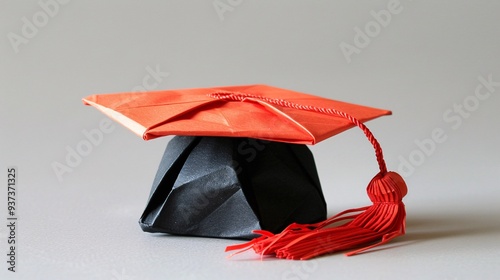 Celebrating Achievement - Origami-Style Graduation Cap with Tassel, Academic Success Symbol