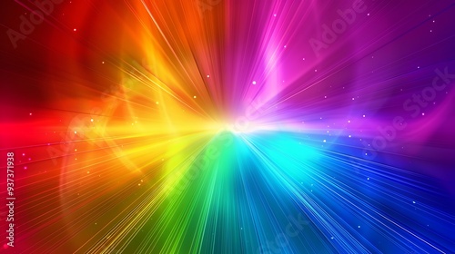 Abstract background with a colorful spectrum  featuring bright neon rays and glowing lines  creating a vibrant and dynamic visual effect