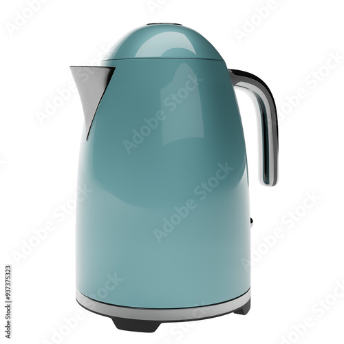 blue electric kettle isolated photo