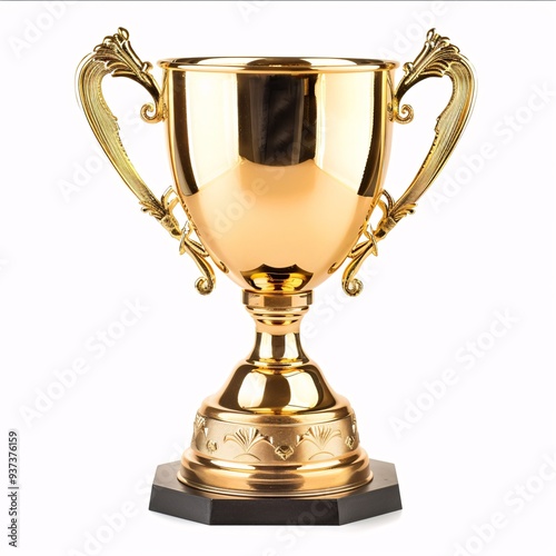 Shiny Golden Trophy Cup Isolated on White Background for Award and Recognition Concepts