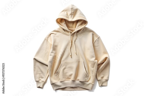 oversized vintage cream hoodie isolated white background