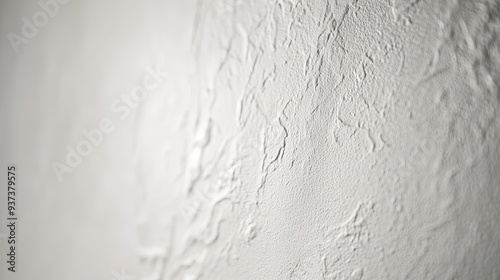 A close-up photograph of a white wall with a subtle texture, the side lighting highlights the texture and creates soft shadows, more clarity with clear light and sharp focus, high detailed photo