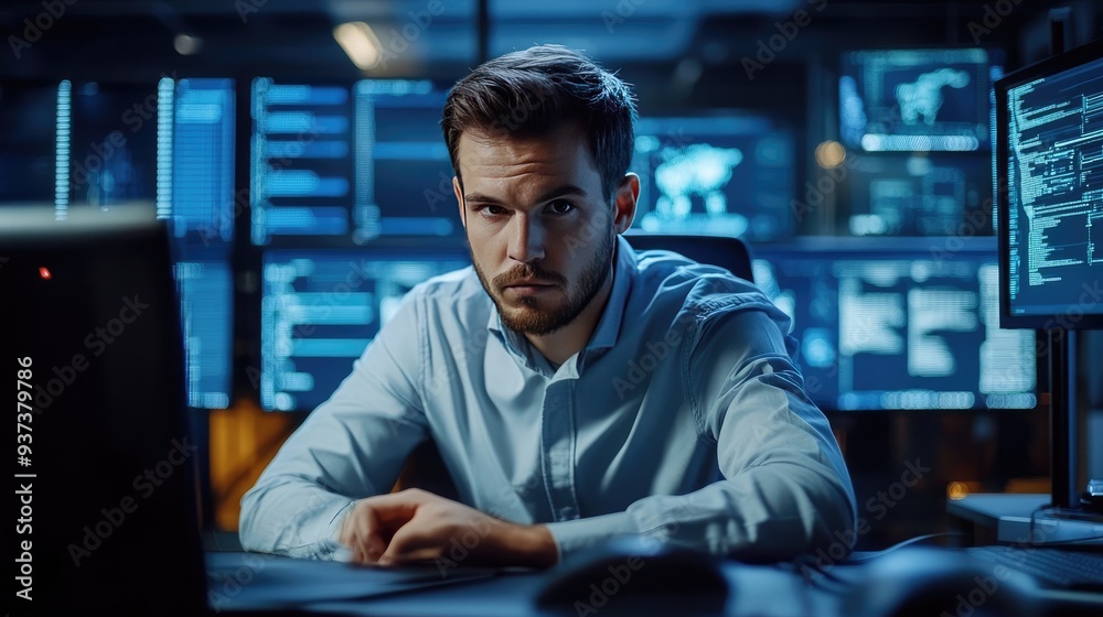 IT Professional Employee in a Modern Office Space
