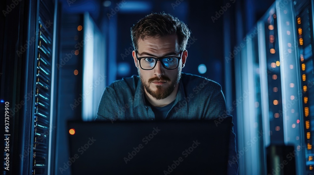 IT Professional Employee in a Modern Office Space