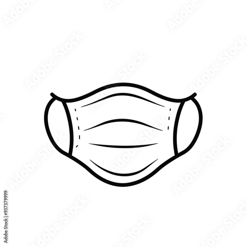 Simple black and white illustration of a disposable face mask.