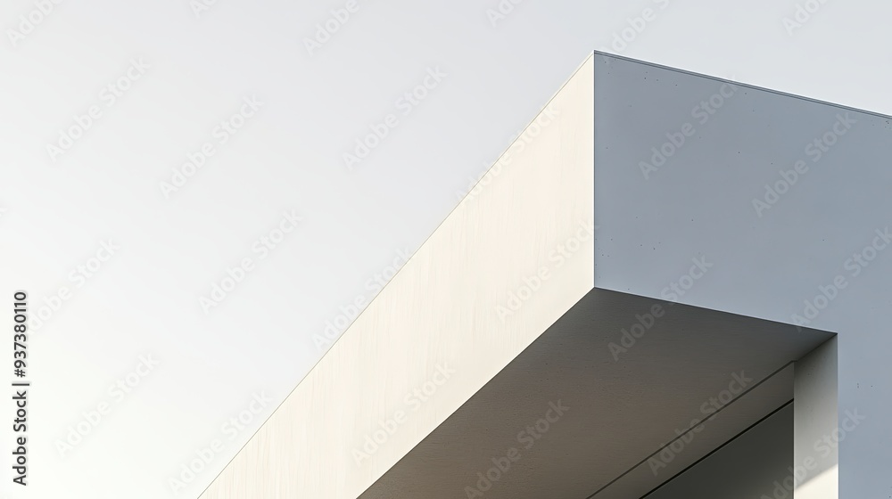 A close-up shot of a white, minimalist building corner with a sharp 90-degree angle, the shadows accentuating the starkness of the design against a clear sky, more clarity with clear light and sharp A close-up shot of a white, minimalist building corner with a sharp 90-degree angle, the shadows accentuating the starkness of the design against a clear sky, more clarity with clear light and sharp