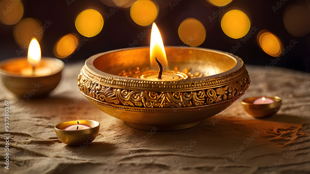 Diwali lamp element. Diwali Celebration Lighting a Sparkler Alongside Traditional Diya Oil Lamp. Diwali lamp element. Diwali Celebration Lighting a Sparkler Alongside Traditional Diya Oil Lamp.