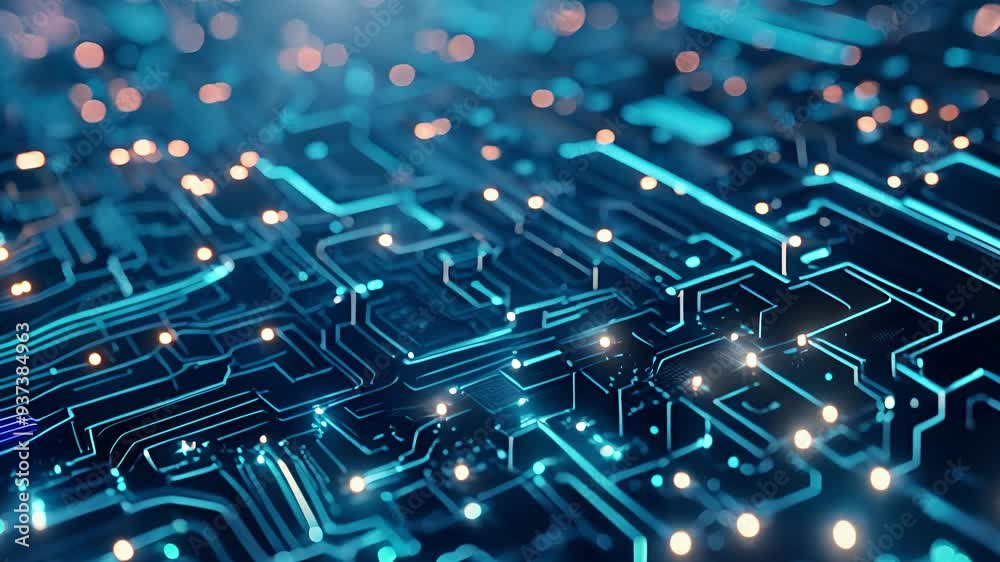 Electronic circuit board close up. Central Computer Processors CPU concept. Ai computer data center render. Generated video. Electronic circuit board close up. Central Computer Processors CPU concept. Ai computer data center render. Generated video.