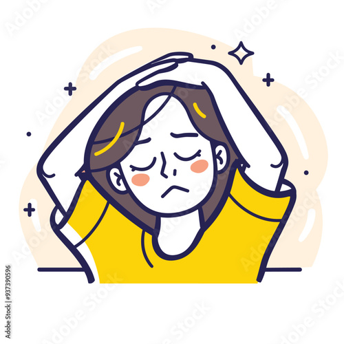 Cartoon illustration of a frustrated person with arms over head, expressing stress or disappointment in a minimalist style