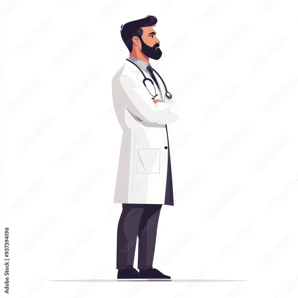 Young Male Doctor in White Coat Standing Confidently with Stethoscope - Modern Medical Professional Young Male Doctor in White Coat Standing Confidently with Stethoscope - Modern Medical Professional
