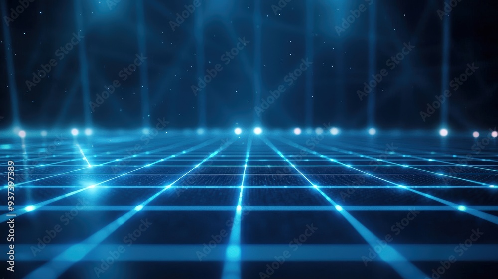 Abstract blue grid with light Abstract blue grid with light