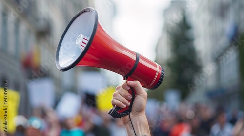 Empowering Communication - Hand Holding Megaphone for Public Address