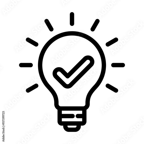 Bulb checkmark black like quick tip line icon. Bulb icon expert, genius, idea, innovation, lamp, light bulb, mark, creative, positive, simplicity, smart, solution, strategy, think, tick, choice.