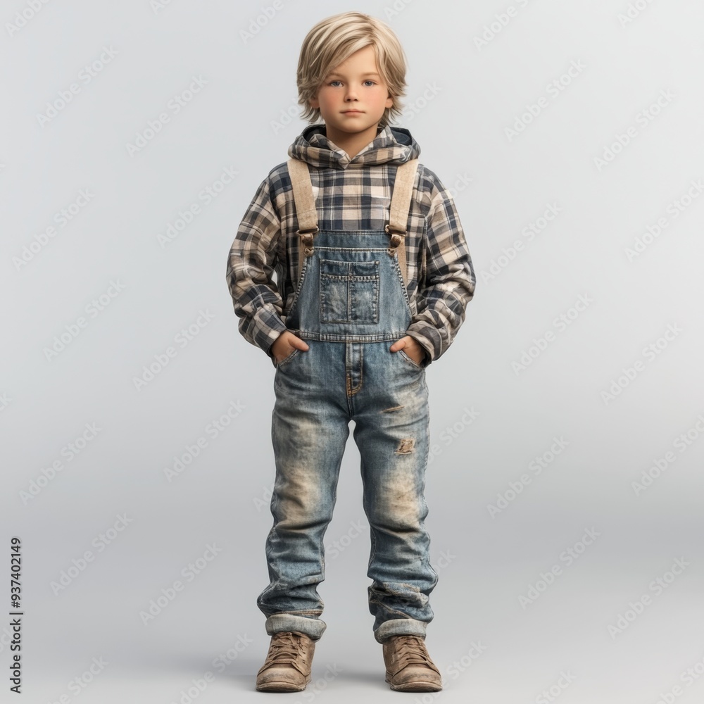 Joyful 3D Rendered Boy in Denim Overalls: Adorable Abstract Character Design for Marketing and Storytelling. Minimalist Composition with Stylish Gradient Texture. Versatile Creative Template for UI, W Joyful 3D Rendered Boy in Denim Overalls: Adorable Abstract Character Design for Marketing and Storytelling. Minimalist Composition with Stylish Gradient Texture. Versatile Creative Template for UI, W