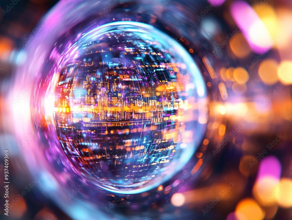 A colorful, abstract sphere captures vibrant light patterns, representing digital technology and futuristic design concepts. A colorful, abstract sphere captures vibrant light patterns, representing digital technology and futuristic design concepts.