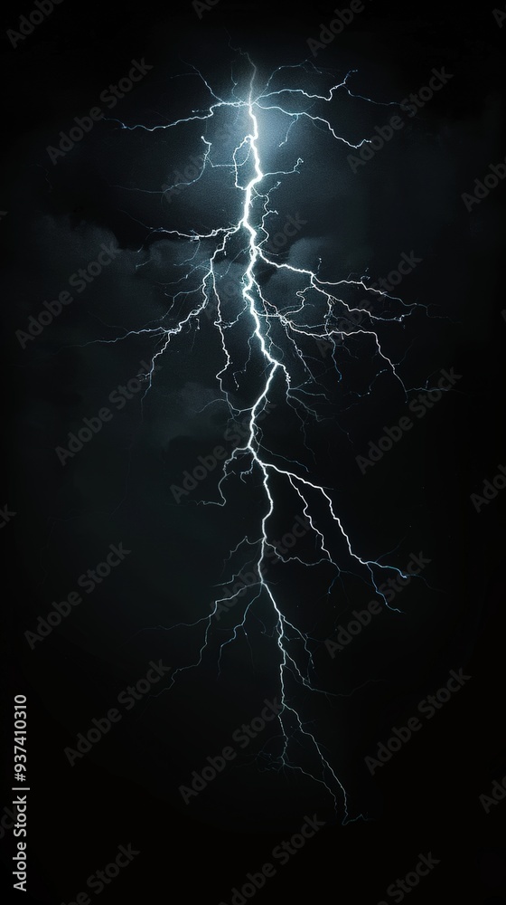 Lightning bolt streaks across dark sky Lightning bolt streaks across dark sky