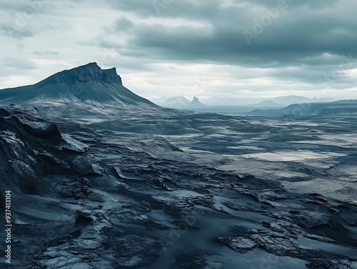 Dramatic Mountain Landscape with Cloudy Sky - Photo