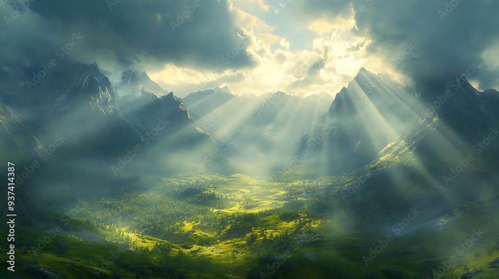 Mountain Valley Sun Rays Landscape Photography Mountain Valley Sun Rays Landscape Photography
